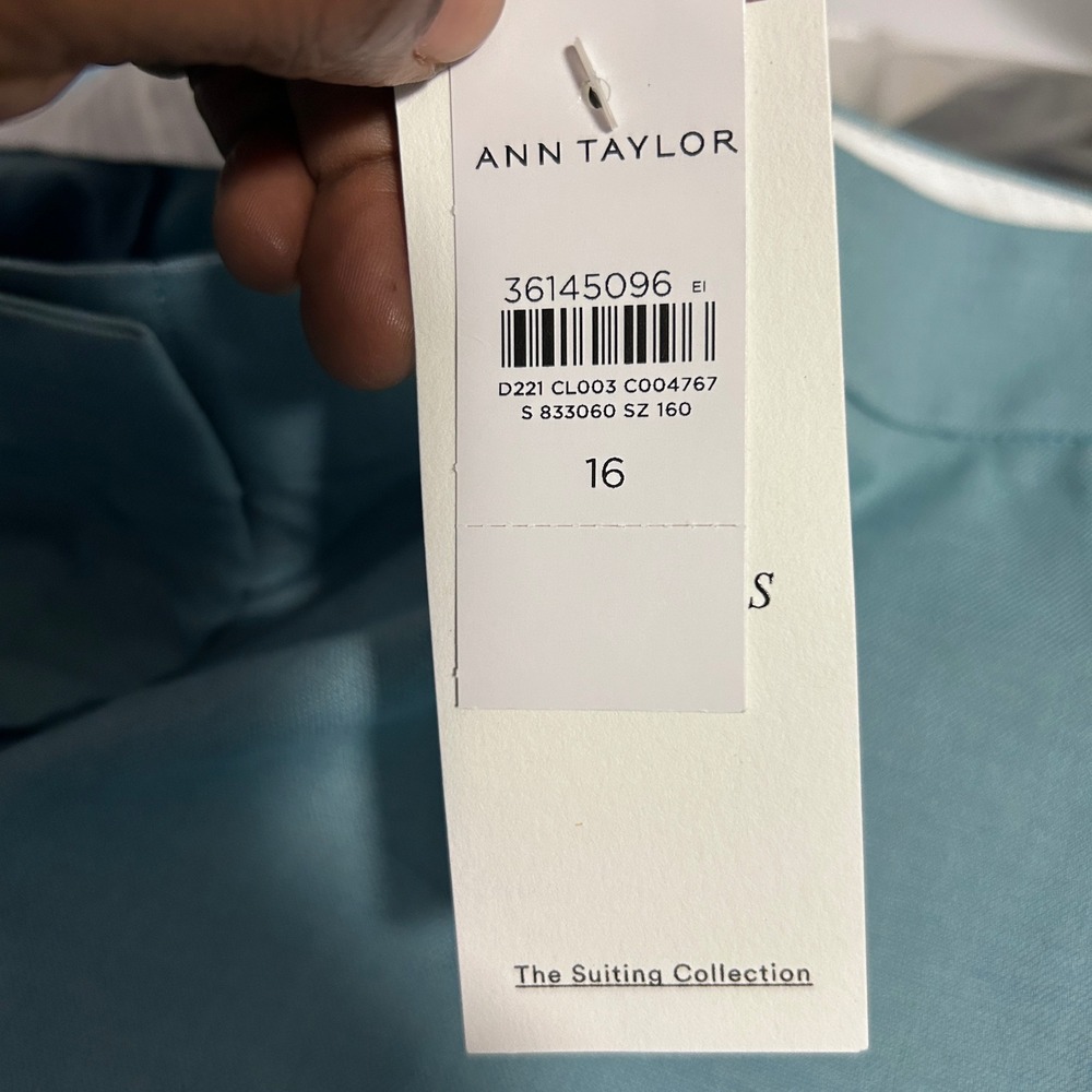 Ann Taylor Wide Leg Trousers The Suiting Collection Teal Blue Size 16 NWT - Picture 9 of 9